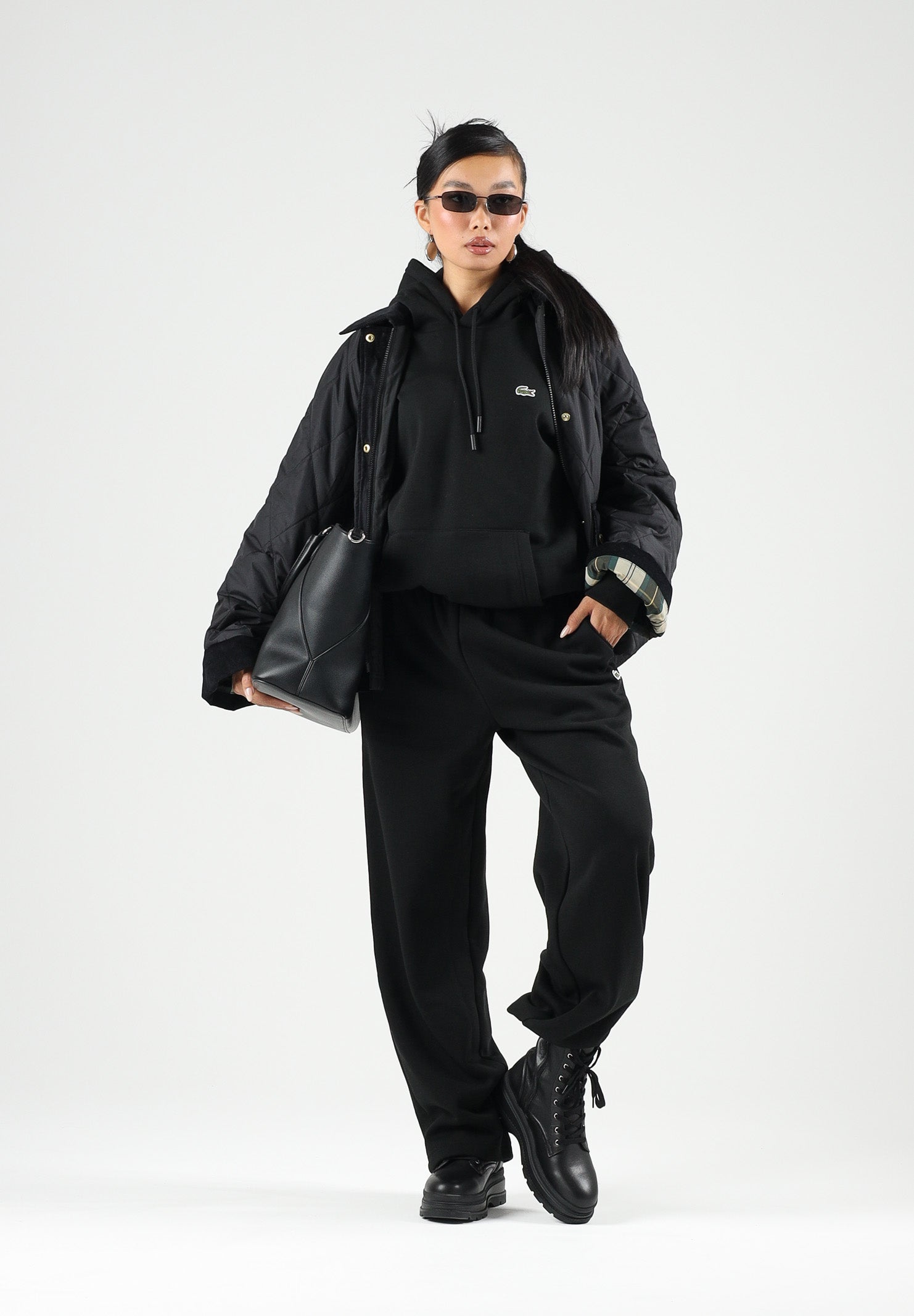 LACOSTE Felpa con cappuccio nero per uomo e donna con logo iconico SH8863 031 LACOSTE 