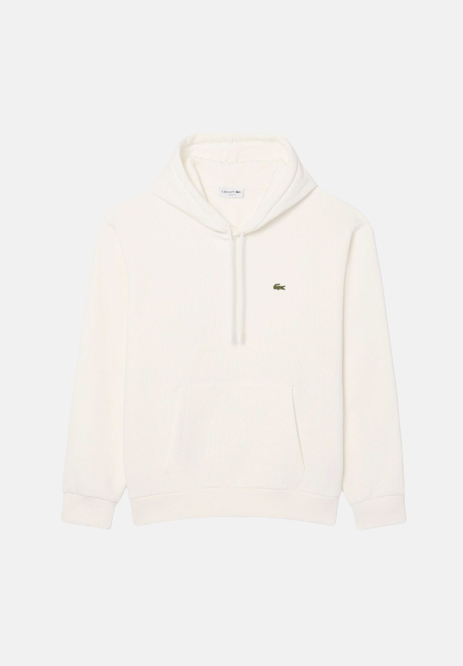 LACOSTE Felpa con cappuccio bianco crema per uomo e donna con cappuccio regolabile e coccodrillo ricamato sul petto.<BR/> SH8863 70V LACOSTE 