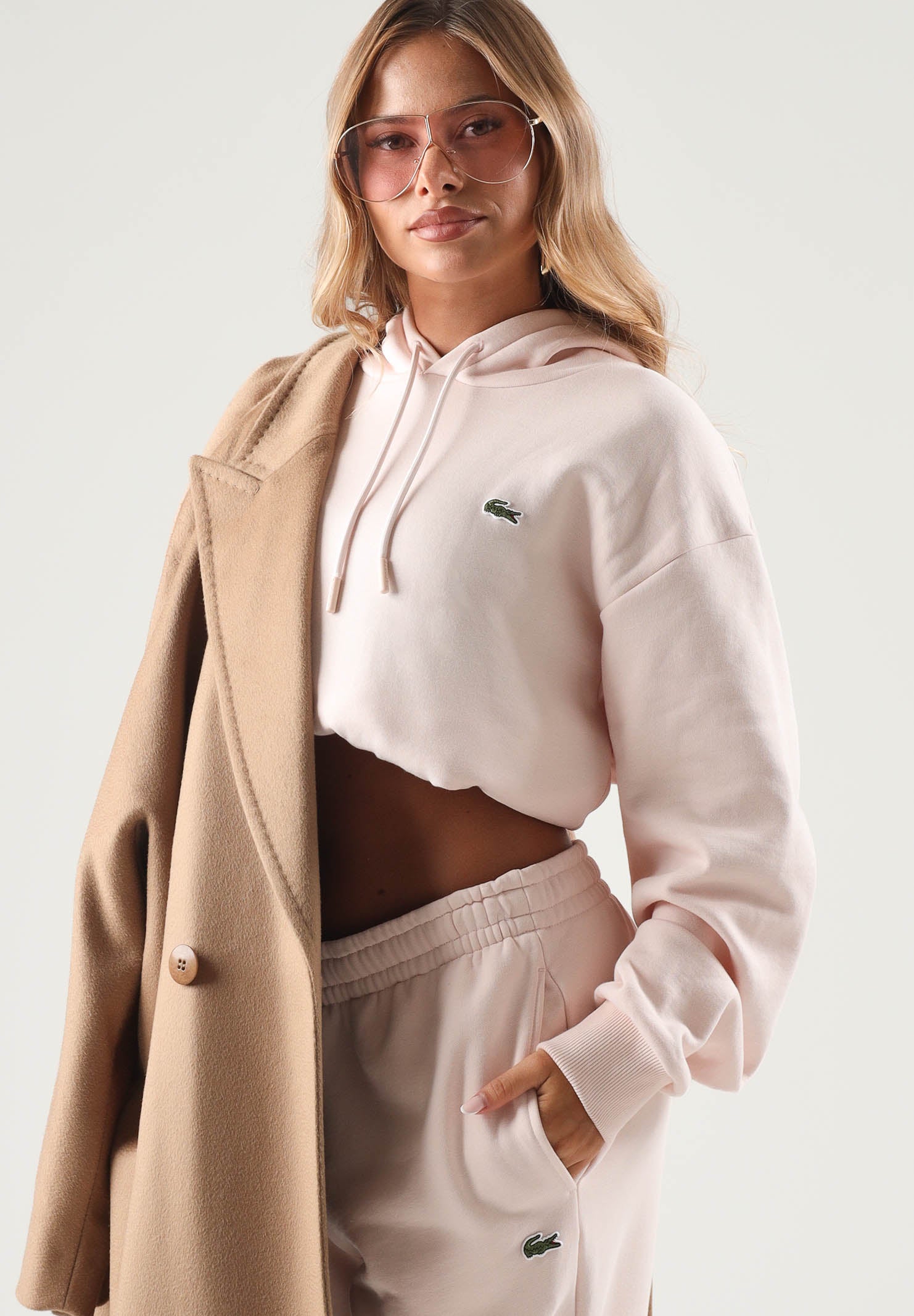 LACOSTE Felpa con cappuccio rosa per uomo e donna  con logo ricamato. SH8863 N6I LACOSTE 