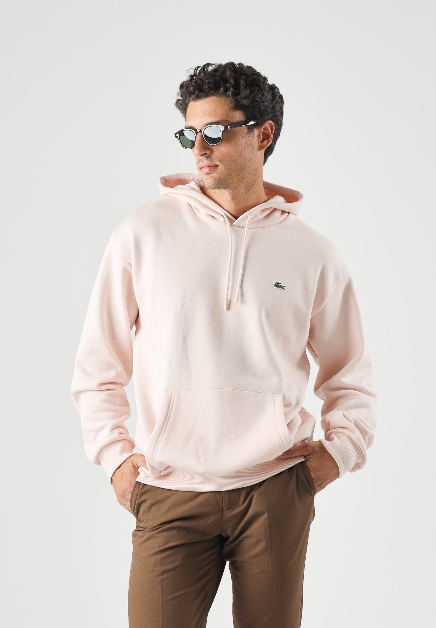 LACOSTE Felpa con cappuccio rosa per uomo e donna  con logo ricamato. SH8863 N6I LACOSTE 