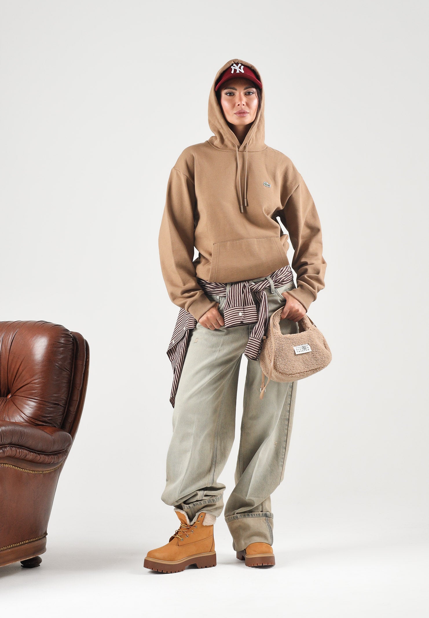 LACOSTE Felpa con cappuccio FLEECE HOODIE, cookies-biscotto per uomo e donna con logo ricamato SH8863 SIX LACOSTE 