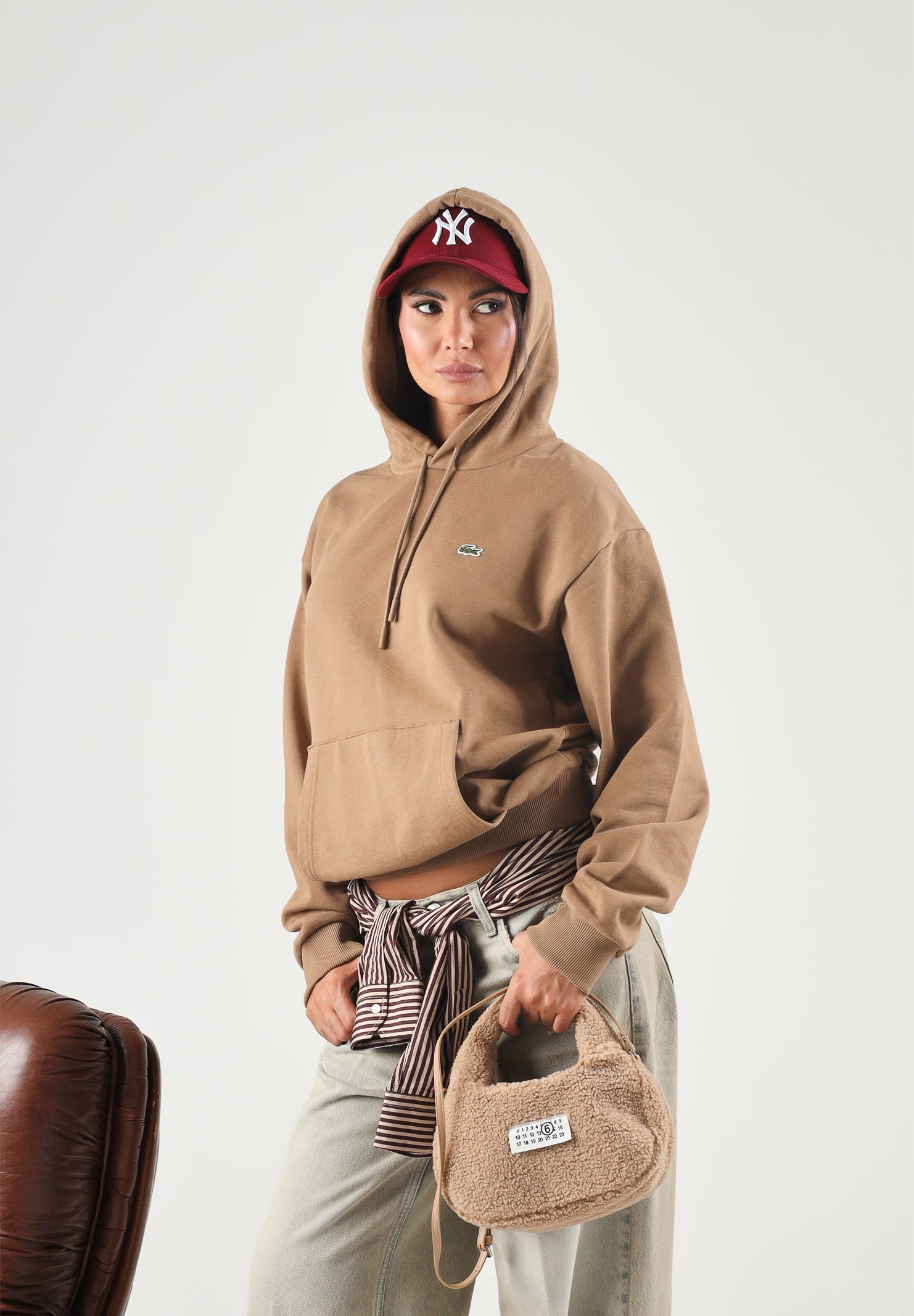 LACOSTE Felpa con cappuccio FLEECE HOODIE, cookies-biscotto per uomo e donna con logo ricamato SH8863 SIX LACOSTE 