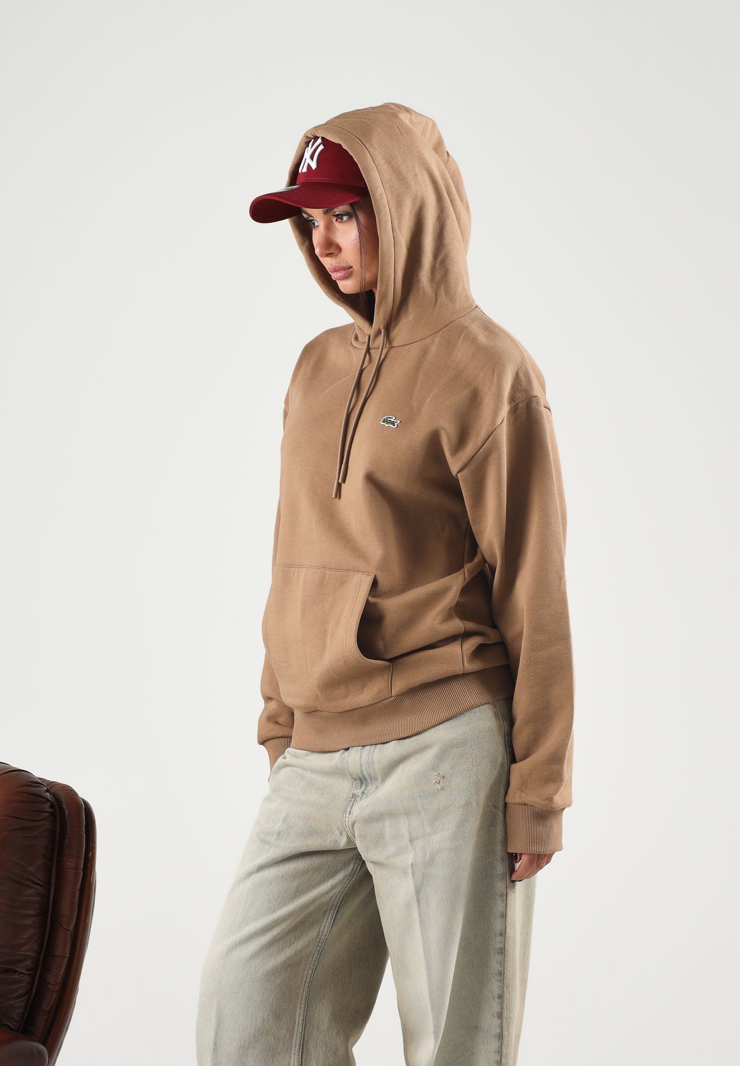 LACOSTE Felpa con cappuccio FLEECE HOODIE, cookies-biscotto per uomo e donna con logo ricamato SH8863 SIX LACOSTE 