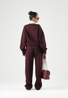 LACOSTE Felpa girocollo CREWNECK SWEATSHIRT bordeaux per uomo e per donna con mini logo ricamato SH8868 3KE LACOSTE 