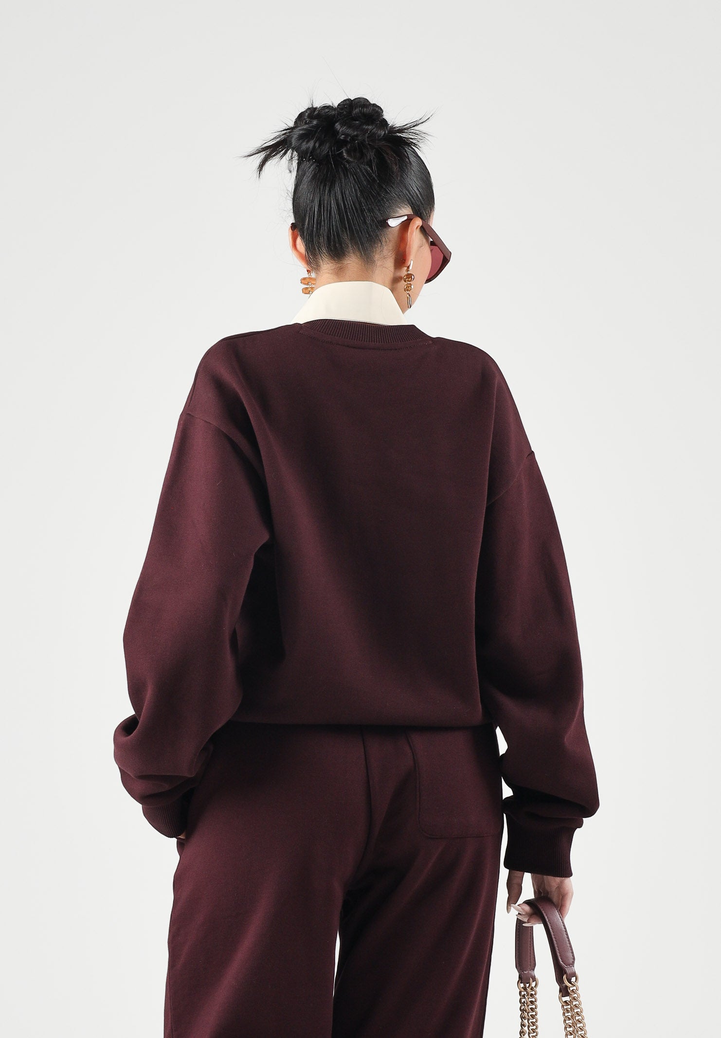 LACOSTE Felpa girocollo CREWNECK SWEATSHIRT bordeaux per uomo e per donna con mini logo ricamato SH8868 3KE LACOSTE 
