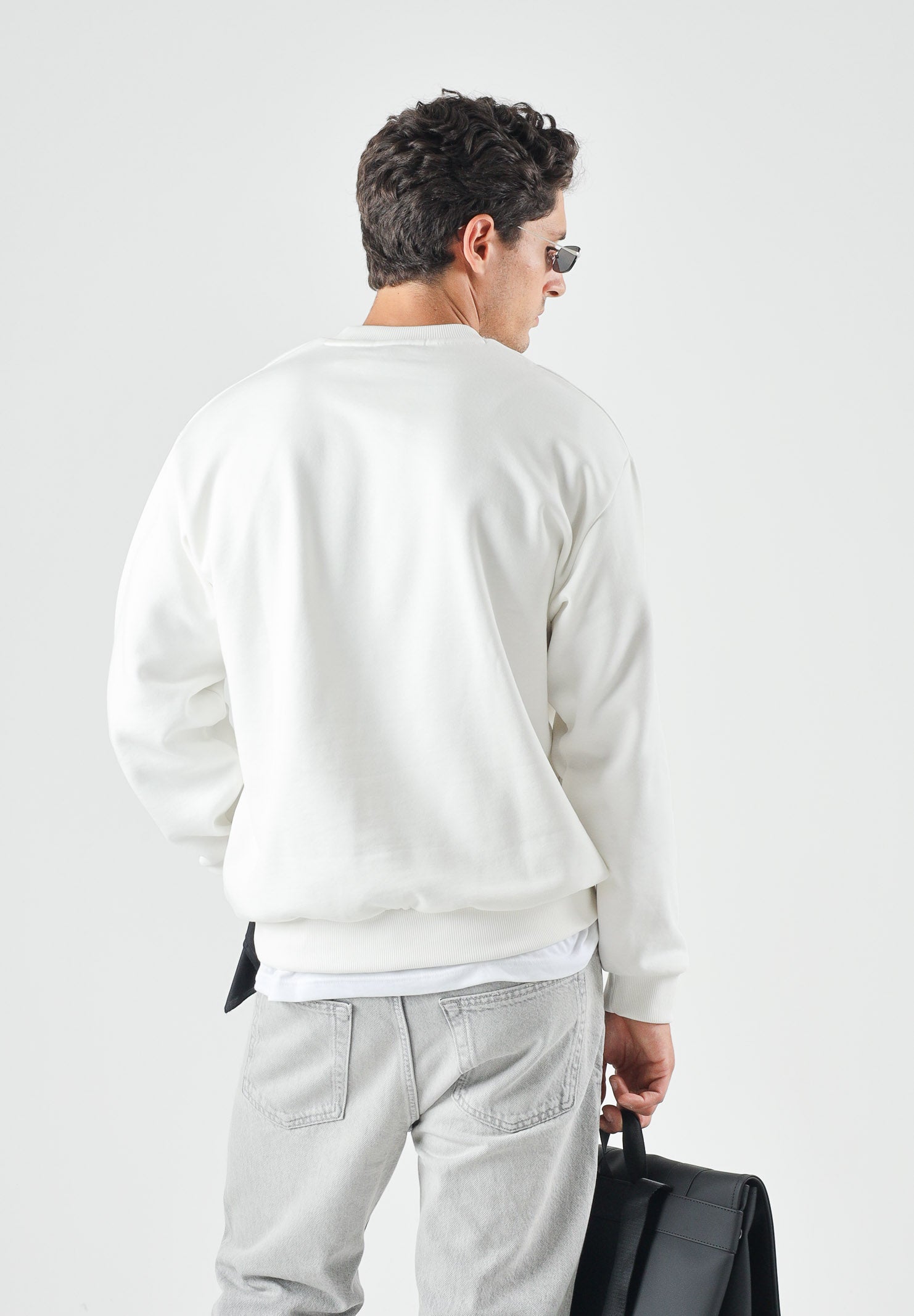 LACOSTE Felpa in pile in cotone, di colore bianco da uomo, logo coccodrillo iconico ricamato SH8868 70V LACOSTE 