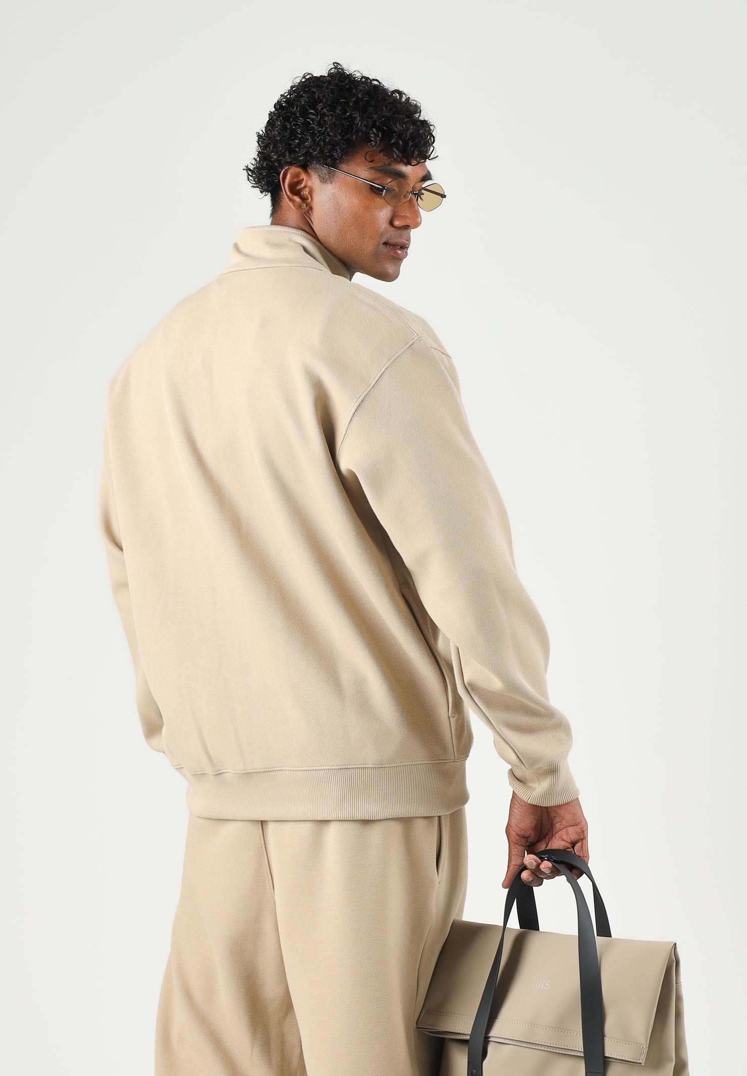 LACOSTE Felpa con zip DOUBLE FACE PIQUÉ ZIPPED beige da uomo con logo iconico SH9454 02S LACOSTE 