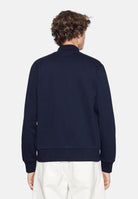 LACOSTE Felpa DOUBLE FACE PIQUÉ ZIPPED Blu Navy  da uomo, in piqué double-face con collo alto, zip integrale e logo ricamato.<BR/> SH9454 166 LACOSTE 