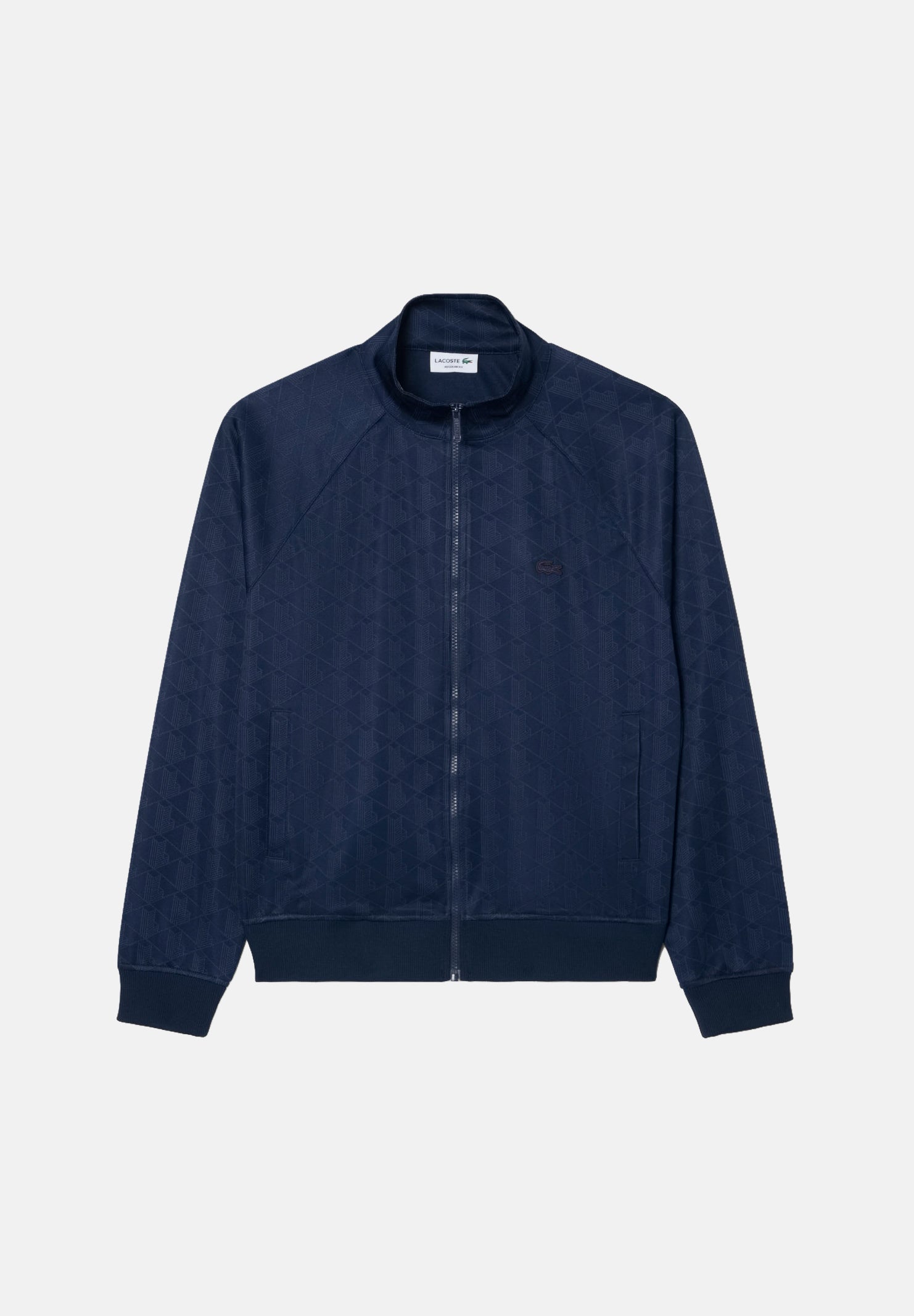 LACOSTE Felpa con zip TRACK JACKET blu da uomo con stampa monogram tono su tono SH9775 166 LACOSTE 