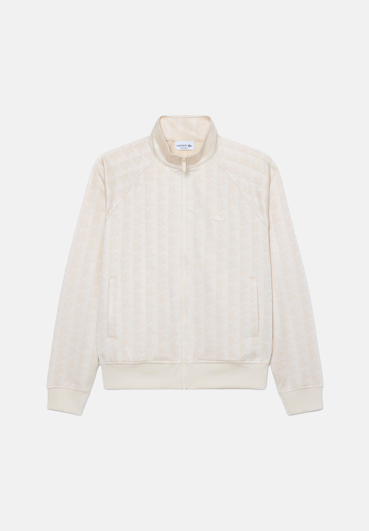 LACOSTE Felpa con zip TRACK JACKET panna da uomo con stampa monogram tono su tono SH9775 8LX LACOSTE 