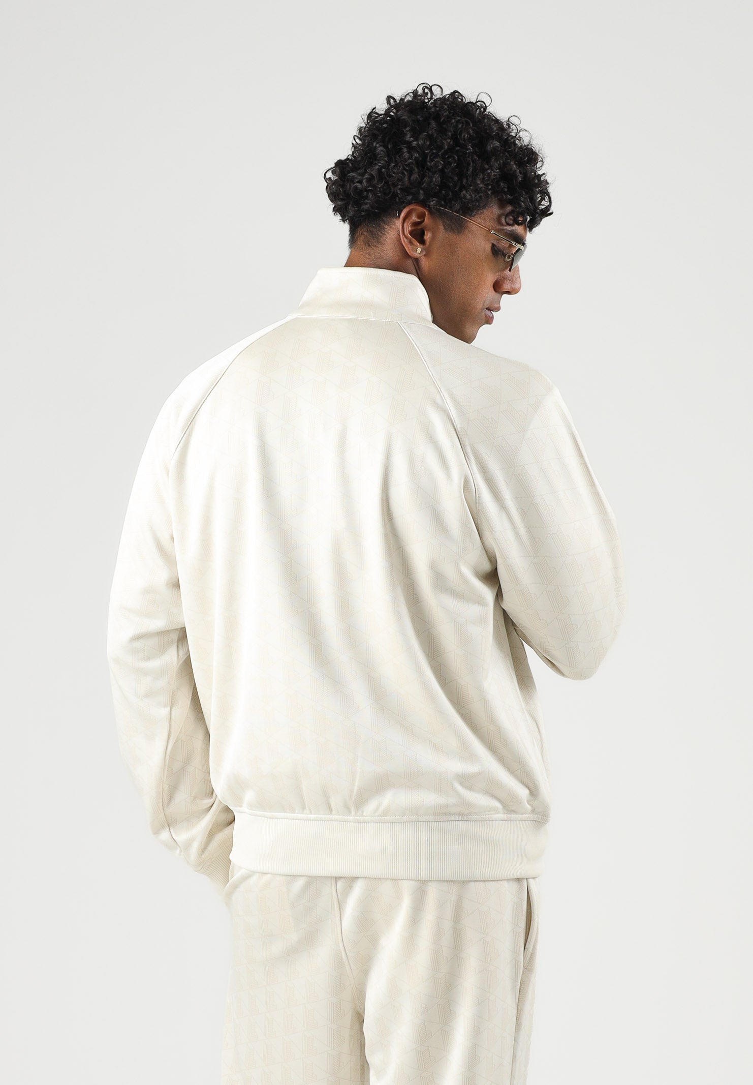 LACOSTE Felpa con zip TRACK JACKET panna da uomo con stampa monogram tono su tono SH9775 8LX LACOSTE 