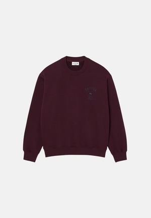 LACOSTE Felpa girocollo LACOSTE PARIS Dark Burgundy bordeaux scuro da uomo in cotone, con ricamo sul petto e coccodrillo tono su tono. SH9785 3KE LACOSTE 