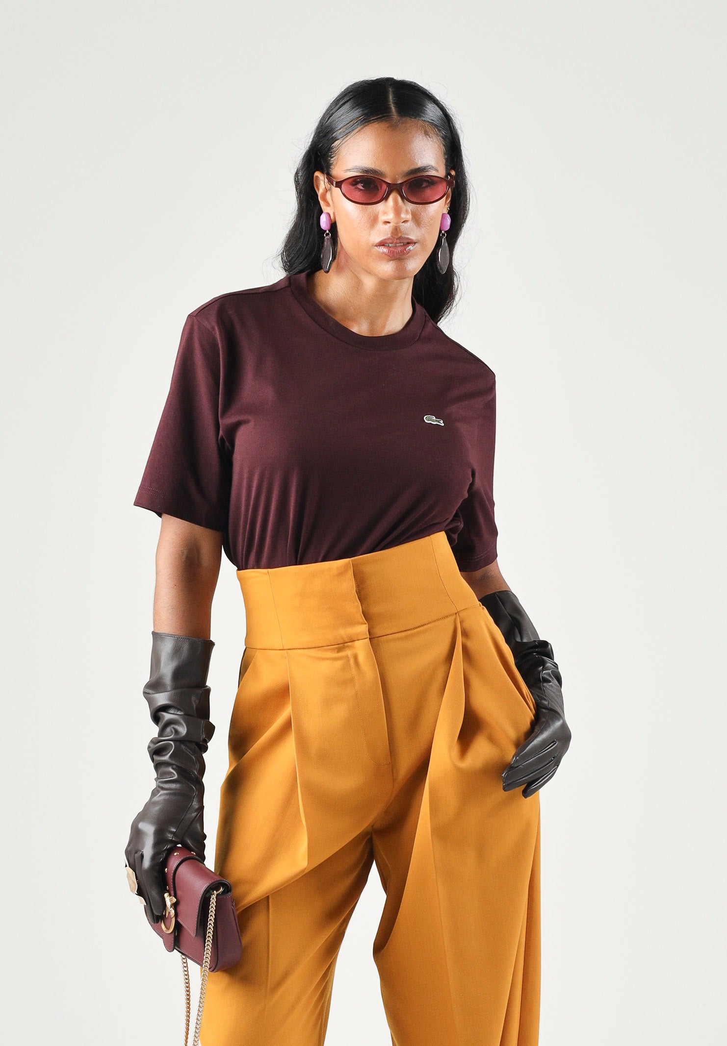 LACOSTE T-shirt manica corta, Chestnut Brown/marrone scuro per uomo e donna TF7215 3KE LACOSTE 