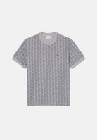 LACOSTE T-shirt a manica corta grigia da uomo con monogramma jacquard TH1197 41I LACOSTE 