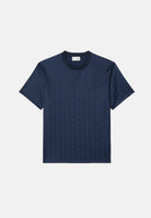 LACOSTE T-shirt manica corta MONOGRAM JACQUARD blu  per uomo con trama jacquard all-over TH1985 166 LACOSTE 