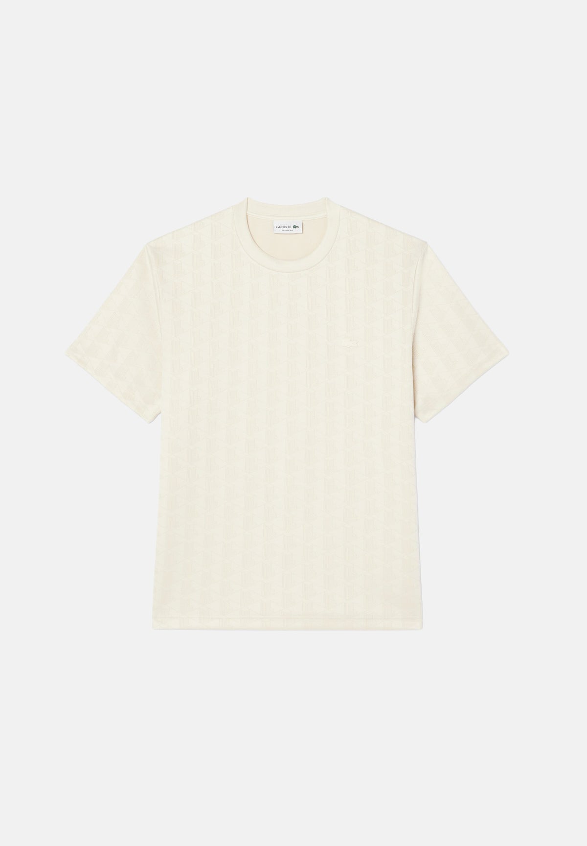 LACOSTE T-shirt manica corta MONOGRAM JACQUARD panna per uomo con trama jacquard all-over TH1985 8LX LACOSTE 