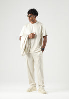 LACOSTE T-shirt manica corta MONOGRAM JACQUARD panna per uomo con trama jacquard all-over TH1985 8LX LACOSTE 