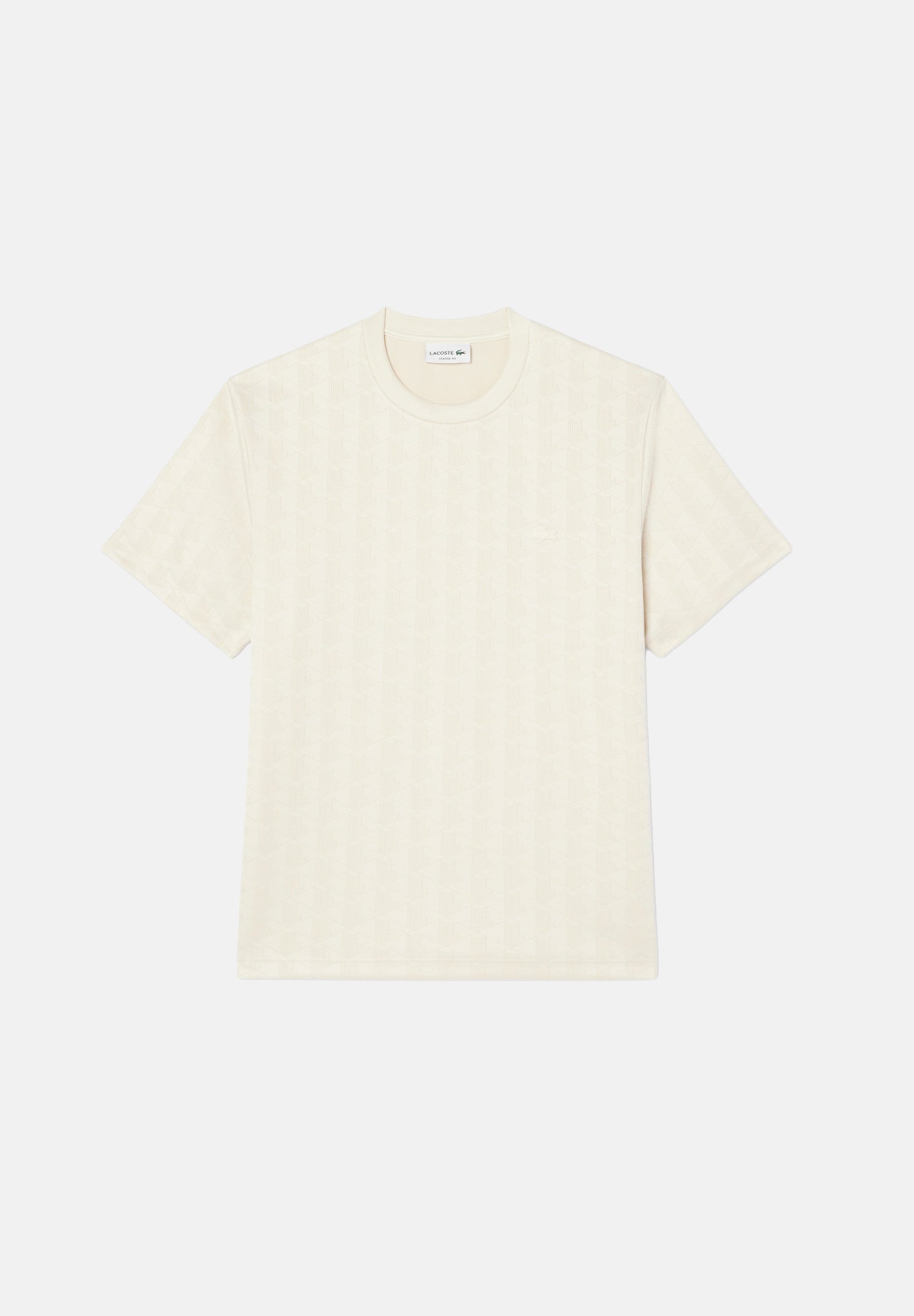 LACOSTE T-shirt manica corta MONOGRAM JACQUARD panna per uomo con trama jacquard all-over TH1985 8LX LACOSTE 