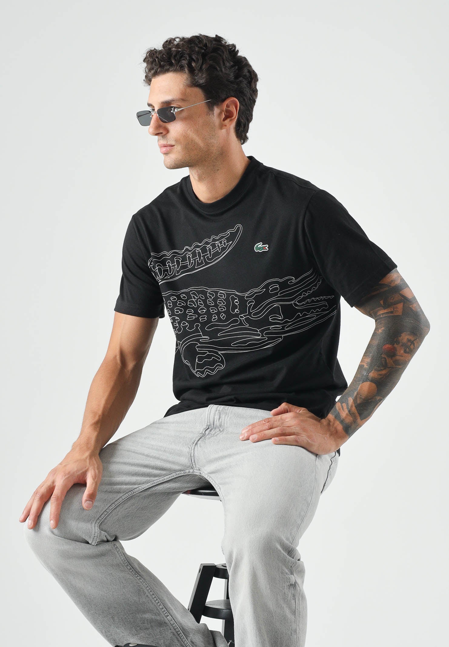 LACOSTE T-shirt ULTRA DRY nera da uomo con stampa coccodrillo TH6682 258 LACOSTE 