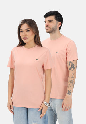 LACOSTE T-shirt a manica corta salmone per uomo e donna con patch logo TH6709 UI2 LACOSTE 
