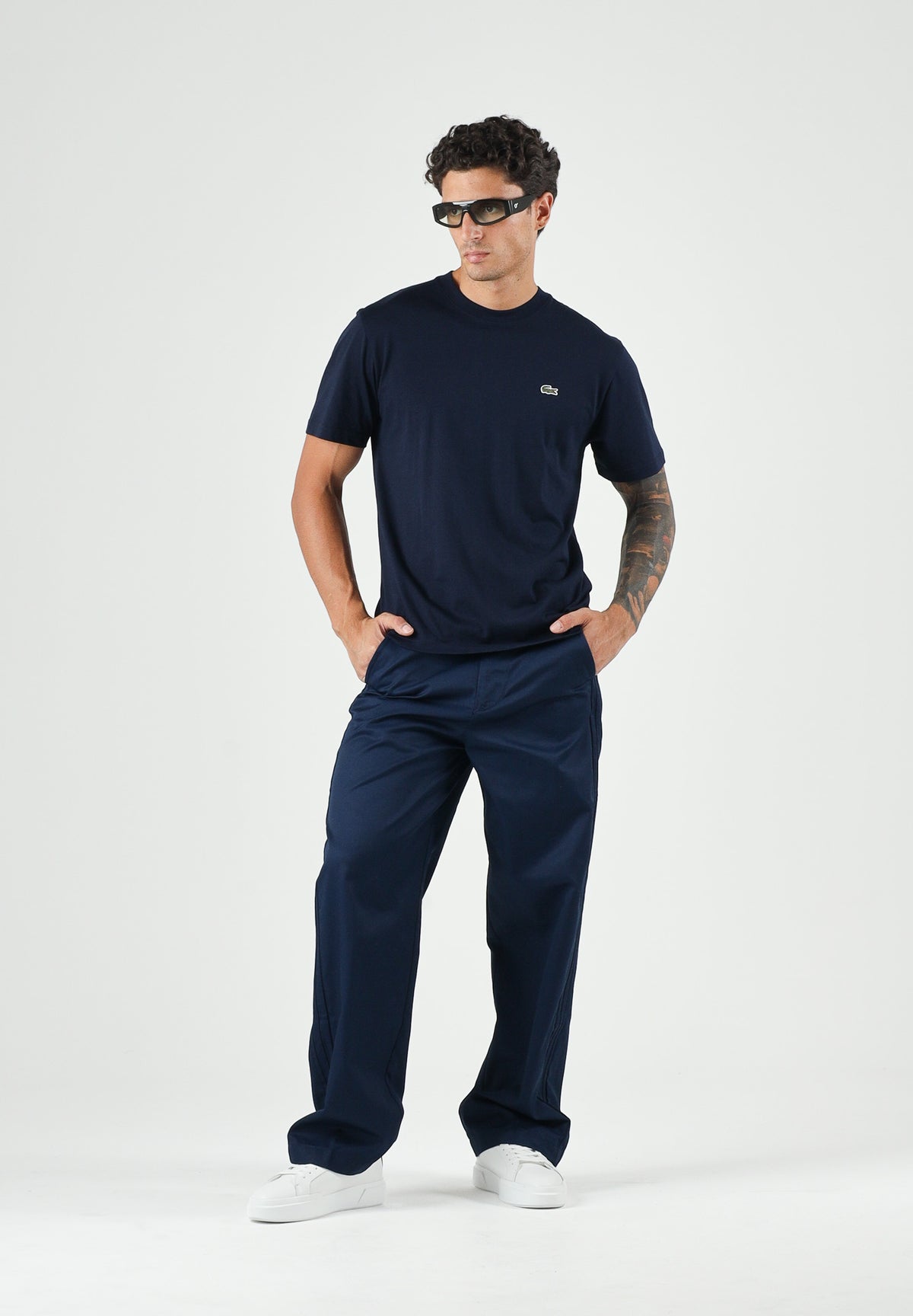 LACOSTE T-shirt mnica corta blu notte, per uomo e donna con logo iconico coccodrillo su petto TH7318 166 LACOSTE 