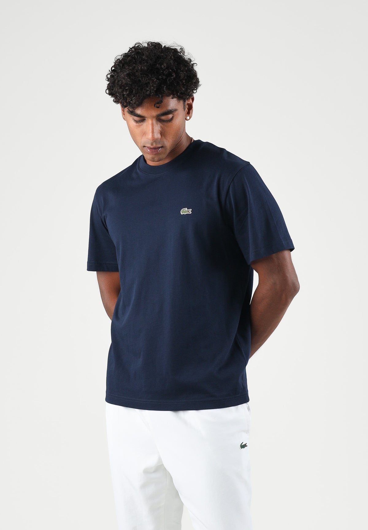 LACOSTE T-shirt mnica corta blu notte, per uomo e donna con logo iconico coccodrillo su petto TH7318 166 LACOSTE 