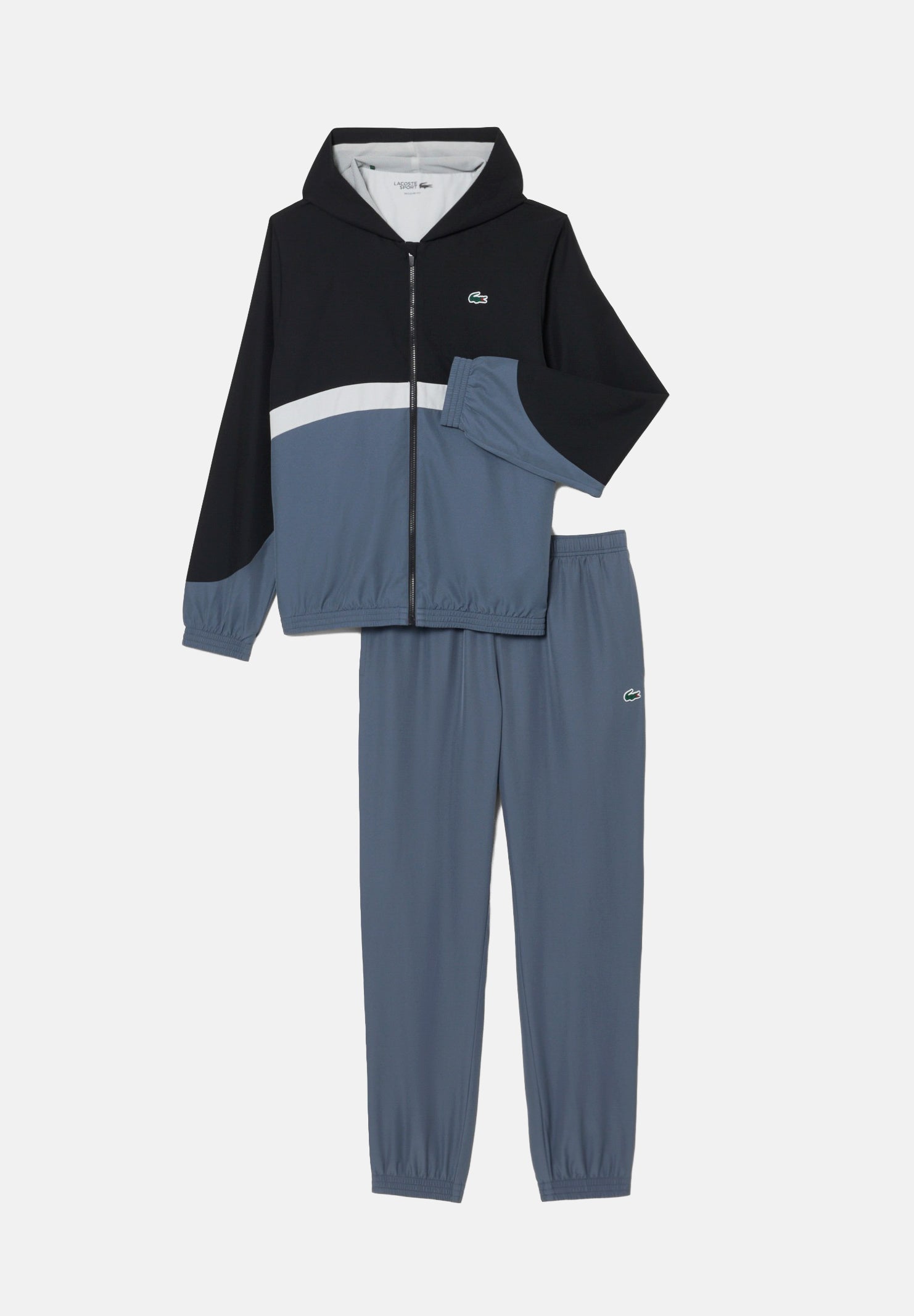 LACOSTE Tuta HOODED TRACKSUIT nero per uomo con pantalone coordinato bicolore. WH6604 YXE LACOSTE 