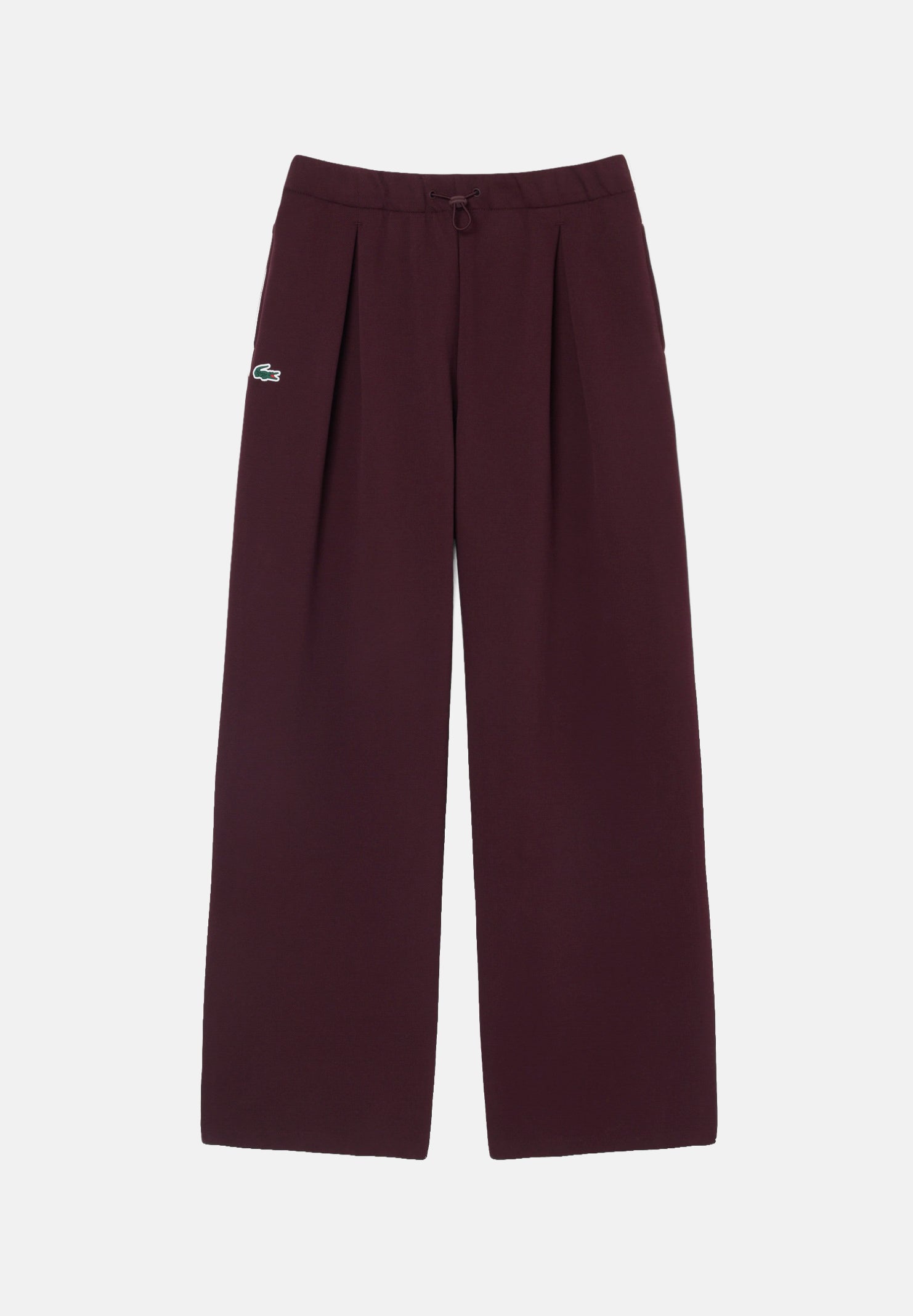 LACOSTE Pantaloni PLEATED WIDE-LEG PANTS bordeaux per donna con pieghe frontali e cintura elasticizzata. XF6791 3KE LACOSTE 