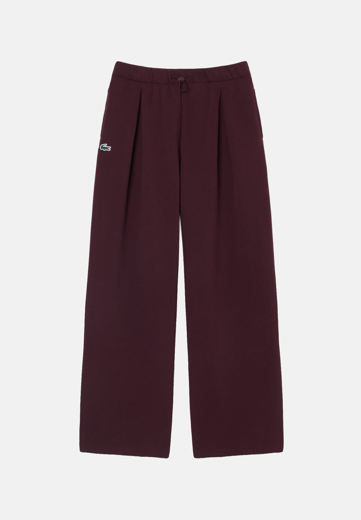 LACOSTE Pantaloni PLEATED WIDE-LEG PANTS bordeaux per donna con pieghe frontali e cintura elasticizzata. XF6791 3KE LACOSTE 