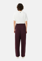 LACOSTE Pantaloni PLEATED WIDE-LEG PANTS bordeaux per donna con pieghe frontali e cintura elasticizzata. XF6791 3KE LACOSTE 