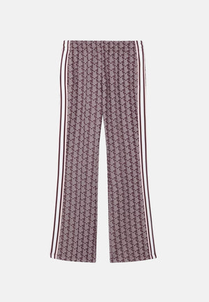 LACOSTE Pantaloni MONOGRAMMA marrone e rosa da donna, con fantasia jacquard all-over e bande laterali a contrasto.<BR/> XF9313 WE2 LACOSTE 