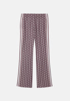 LACOSTE Pantaloni MONOGRAMMA marrone e rosa da donna, con fantasia jacquard all-over e bande laterali a contrasto.<BR/> XF9313 WE2 LACOSTE 