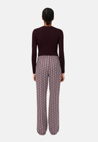 LACOSTE Pantaloni MONOGRAMMA marrone e rosa da donna, con fantasia jacquard all-over e bande laterali a contrasto.<BR/> XF9313 WE2 LACOSTE 