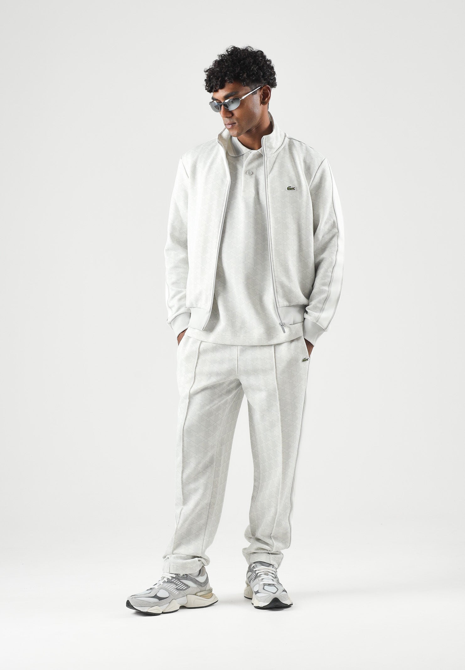 LACOSTE Pantaloni sportivi bianchi da uomo con monogramma Paris XH1440 4IW LACOSTE 
