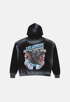 LES ARTISTS Felpa con cappuccio Hoodie Crop nero per uomo e donna con grafica rock Doberman sul davanti 27SSLAHD5038 121 LES ARTISTS 