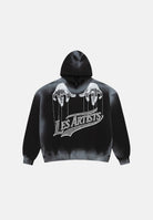 LES ARTISTS Felpa con cappuccio Hoodie Crop Top nera per uomo e donna  con  maxi logo grafico posteriore in stile urban rock. 27SSLAHD5045 121 LES ARTISTS 