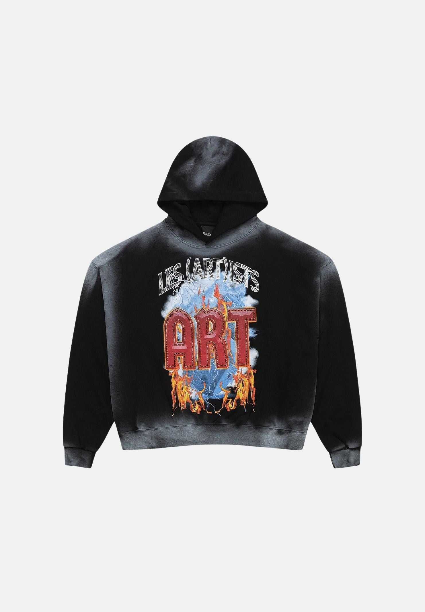 LES ARTISTS Felpa con cappuccio Hoodie Crop Top nera per uomo e donna con stampa grafica artistica sul retro. 27SSLAHD5046 121 LES ARTISTS 