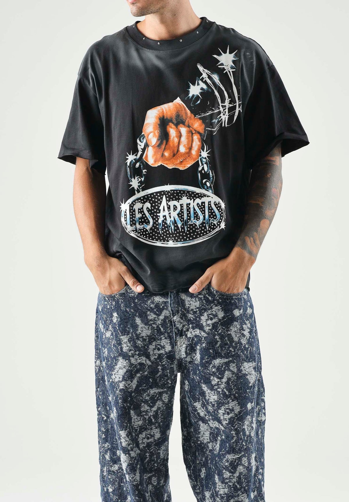 LES ARTISTS T-shirt manica corta LES ARTISTS CHAIN  per uomo e donna con stampa grafica 27SSLATS1123 121 LES ARTISTS 