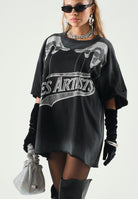 LES ARTISTS T-shirt HANDS nera  per uomo e donna con maxi stampa grafica frontale 27SSLATS1125 121 LES ARTISTS 