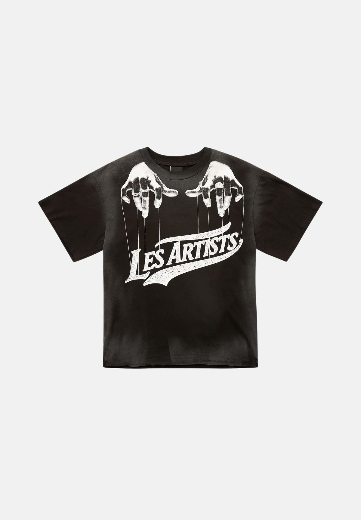 LES ARTISTS T-shirt HANDS nera  per uomo e donna con maxi stampa grafica frontale 27SSLATS1125 121 LES ARTISTS 