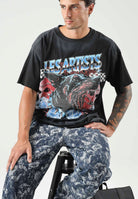 LES ARTISTS T-shirt DOBERMAN nera per uomo e donna con maxi stampa grafica frontale multicolore 27SSLATS1127 121 LES ARTISTS 