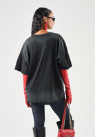 LES ARTISTS T-shirt DOBERMAN nera per uomo e donna con maxi stampa grafica frontale multicolore 27SSLATS1127 121 LES ARTISTS 