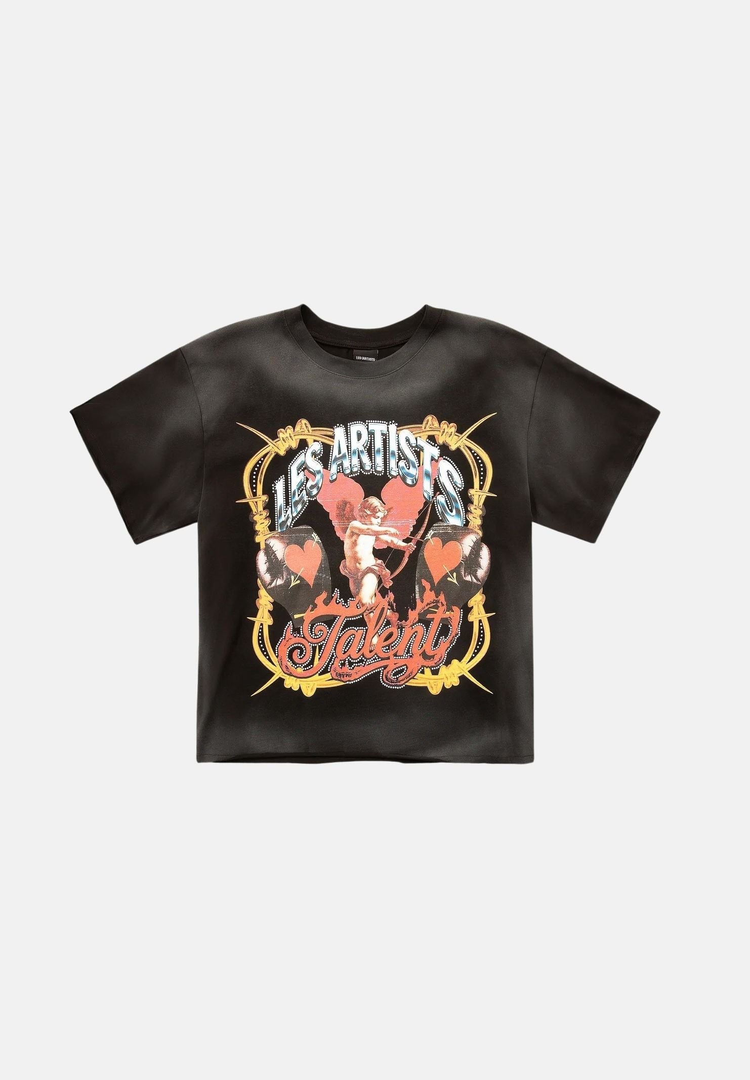 LES ARTISTS T-shirt  LES ARTISTS TALENT nera per uomo e donna con maxi stampa grafica frontale multicolore 27SSLATS1131 121 LES ARTISTS 