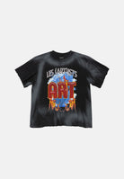 LES ARTISTS T-shirt  ART nera per uomo e donna con maxi stampa grafica frontale multicolore ed effetto vintage 27SSLATS1138 121 LES ARTISTS 