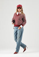 LEVI'S® Maglioncino scollo a V rosso per donna con elegante motivo a righe orizzontali. 0046F-0011 . LEVI'S® 