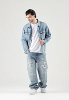 LEVI'S® Jeans 501® '90S SHORT CUT  med indigo denim per uomo e donna con dettagli strappati e lavaggio sfumato 0057U-0020 . LEVI'S® 
