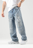 LEVI'S® Jeans 501® '90S SHORT CUT  med indigo per uomo con dettagli strappati e lavaggio sfumato 0057U-0020 . LEVI'S® 