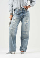 LEVI'S® Jeans 501® '90S SHORT CUT  med indigo denim per uomo e donna con dettagli strappati e lavaggio sfumato 0057U-0020 . LEVI'S® 