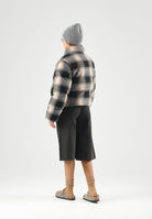 LEVI'S® Piumino BRYNN CROP PUFFER marrone e nero da donna con fantasia tartan e interno effetto teddy 006RY-0002 . LEVI'S® 
