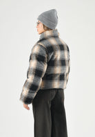 LEVI'S® Piumino BRYNN CROP PUFFER marrone e nero da donna con fantasia tartan e interno effetto teddy 006RY-0002 . LEVI'S® 